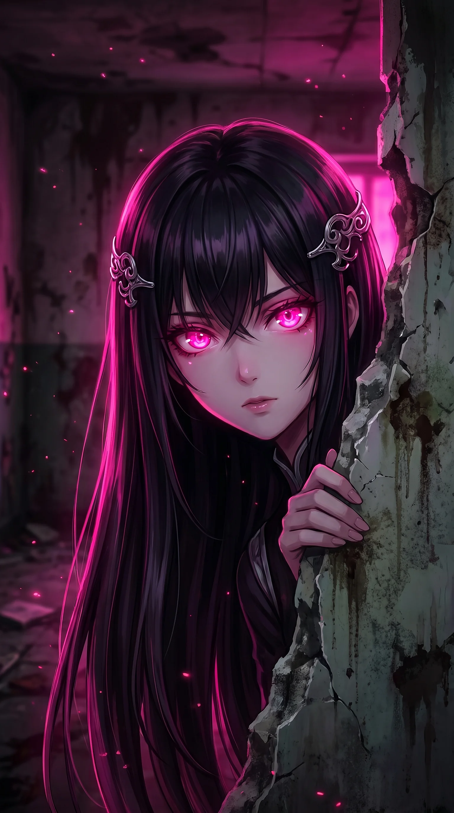 Anime girl glowing eyes